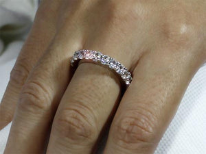 Oval Cut Eternity Solid Sterling 925 Silver Wedding Ring Band Jewelry MXFR8069