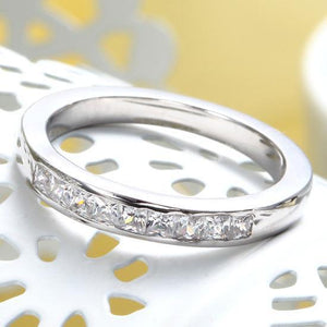 Channel Set Princess Cut Solid Sterling 925 Silver Ring MJXFR8071