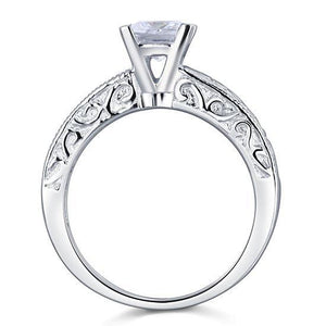 Vintage Style 1 Carat Created Zirconia Solid 925 Sterling Silver Wedding Engagement Ring MJXFR8076