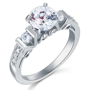 Vintage Style 1.25 Carat Created Zirconia Solid 925 Sterling Silver Wedding Engagement Ring MJXFR8079