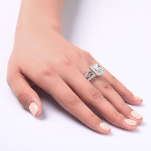 Art Deco Vintage Style 4 Carat Cushion Created Zirconia Solid 925 Sterling Silver Wedding Engagement Ring MJXFR8091