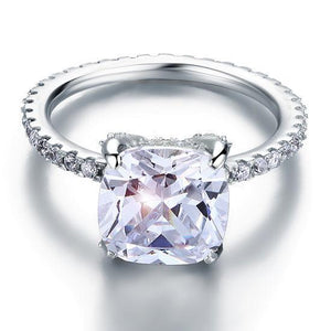 5 Carat Cushion Cut Created Zirconia Solid 925 Sterling Silver Wedding Engagement Promise Ring Jewelry MJXFR8092