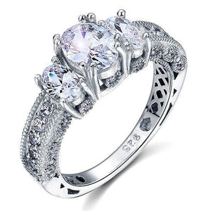 Vintage Style 2 Carat Created Zirconia Solid 925 Sterling Silver Wedding Engagement Ring MJXFR8093