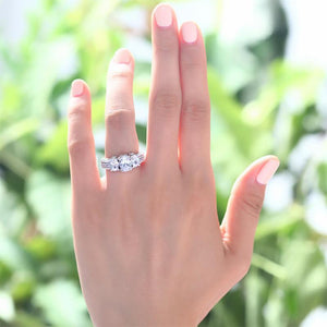 Vintage Style 2 Carat Created Zirconia Solid 925 Sterling Silver Wedding Engagement Ring MJXFR8093