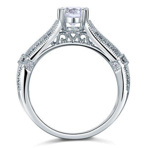 Vintage Style 1 Carat Created Zirconia Solid 925 Sterling Silver Bridal Wedding Engagement Ring Jewelry MXFR8109