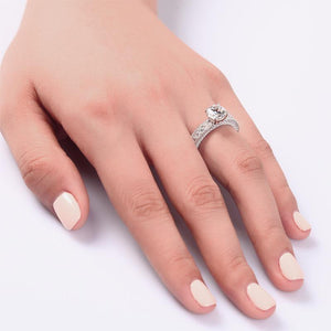 Vintage Style 1.25 Carat Created Zirconia Solid 925 Sterling Silver Bridal Wedding Engagement Ring Jewelry MXFR8110