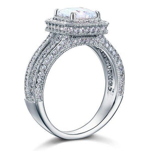 Vintage Style 1.5 Carat Created Zirconia Solid 925 Sterling Silver Bridal Wedding Engagement Ring MXFR8111