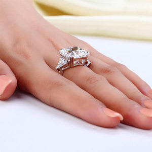 Solid 925 Sterling Silver Three-Stone Luxury Ring Anniversary 8 Carat Created Diamante MXFR8155