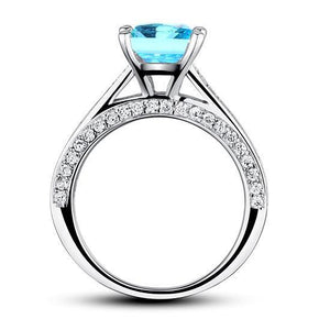 1.5 Carat Princess Cut Fancy Blue Created Zirconia 925 Sterling Silver Wedding Engagement Ring MXFR8196