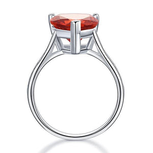 925 Sterling Silver Bridal Ring 3.5 Carat Heart Ruby Red Created Zirconia Jewelry MXFR8217