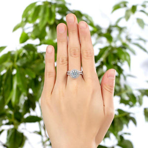 925 Sterling Silver Wedding Halo Ring Set 2 Carat Created Zirconia MXFR8218
