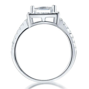 1.5 Ct Princess Created Zirconia Solid 925 Sterling Silver Wedding Anniversary Engagement Ring Jewelry MXFR8231