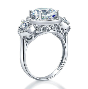 Three-Stone 925 Sterling Silver Promise Engagement Ring Vintage Victorian Art Deco 3.5 Ct MXFR8236