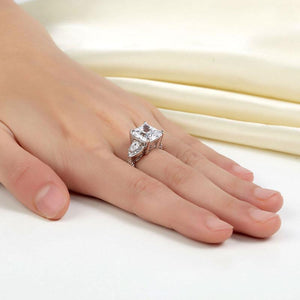 Luxury 925 Sterling Silver Wedding Engagement Ring Vintage 4 Ct Created Zirconia MXFR8237