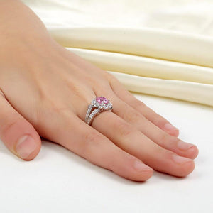 Art Deco Vintage style 925 Sterling Silver Wedding Ring 1.25 Ct Fancy Pink Created Zirconia Promise Anniversary MXFR8254
