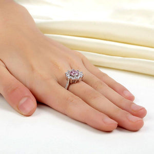 Snowflake 925 Sterling Silver Wedding Promise Anniversary Ring 1 Ct Fancy Pink Created Zirconia MXFR8264