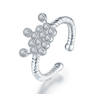 Kids Girls Princess Crown Ring Solid 925 Sterling Silver Children Jewelry Adjustable MXFR8266