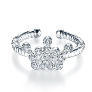Kids Girls Princess Crown Ring Solid 925 Sterling Silver Children Jewelry Adjustable MXFR8266
