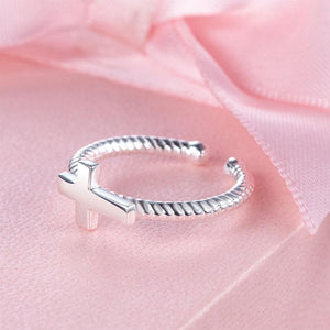Kids Girls Cross Ring Solid 925 Sterling Silver Children Jewelry Adjustable MXFR8267