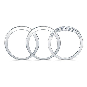 Solid 925 Sterling Silver Wedding Band Ring Set 3-Pieces Anniversary MXFR8270