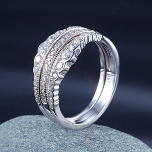 Solid 925 Sterling Silver Wedding Band Ring Set 3-Pieces Anniversary MXFR8270