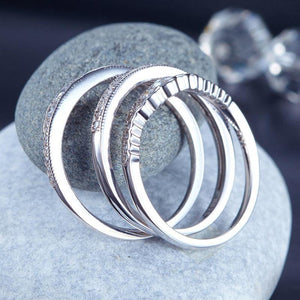 Solid 925 Sterling Silver Wedding Band Ring Set 3-Pieces Anniversary MXFR8270