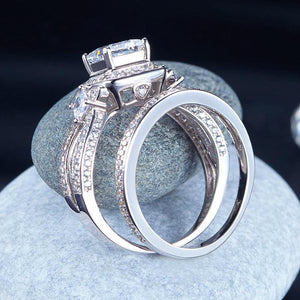 Princess Cut 925 Sterling Silver Wedding Engagement Ring Set Anniversary MXFR8271