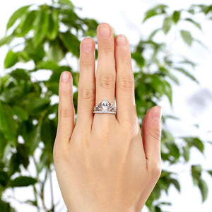 Solid 925 Sterling Silver Crown Ring 1 Carat Pear Cut for Lady Trendy Stylish Jewelry MXFR8278