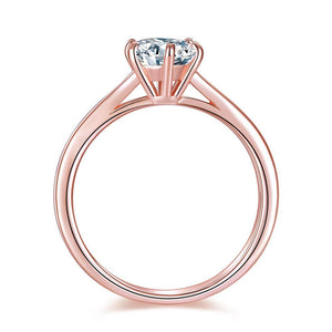 1 Carat 6 Claws Wedding Classic Engagement Ring Solitaire Solid 925 Sterling Silver Rose Gold Plated MXFR8315