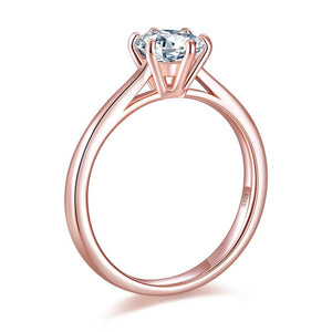 1 Carat 6 Claws Wedding Classic Engagement Ring Solitaire Solid 925 Sterling Silver Rose Gold Plated MXFR8315