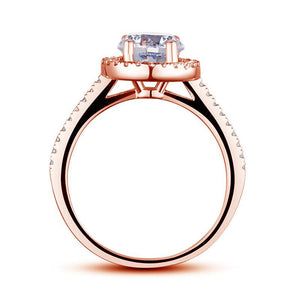 925 Sterling Silver Wedding Engagement Rose Gold Plated Ring Created Zirconia MXFR8326