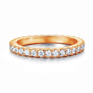 Eternity Ring Created Zirconia Solid Sterling 925 Silver Rose Gold Plated Wedding Band MXFR8334