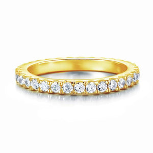 Eternity Ring Created Zirconia Solid Sterling 925 Silver Yellow Gold Plated Wedding Band MXFR8335