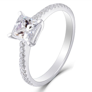 14k White Gold for Center 1ct 5.5mm Princess Cut Diamond Mount Setting