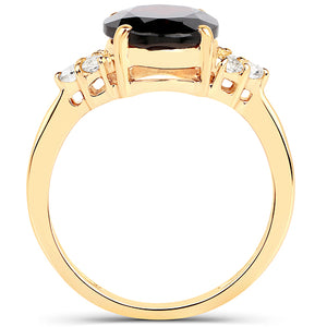 10K Yellow Gold Garnet and White Topaz Ring US7