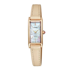 CITIZEN EcoDrive Ladies Rectangle Face Beige Watch EG7044-14W