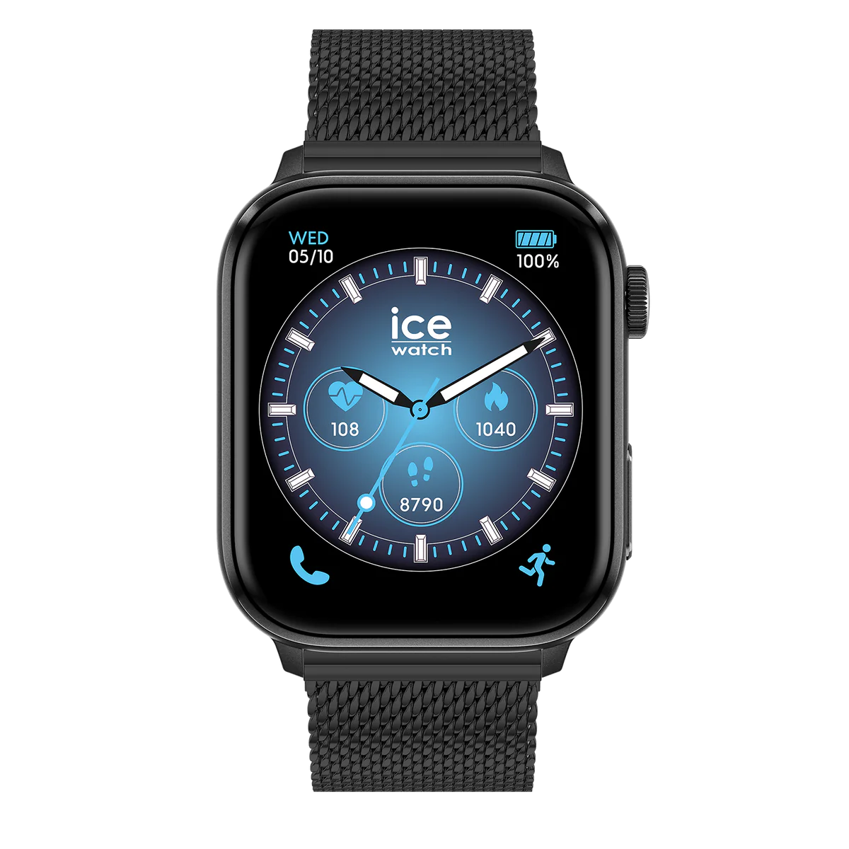 ICE smart 3.0 Rectangular 1.78 Amoled GPS Black Milanese Strap Watch