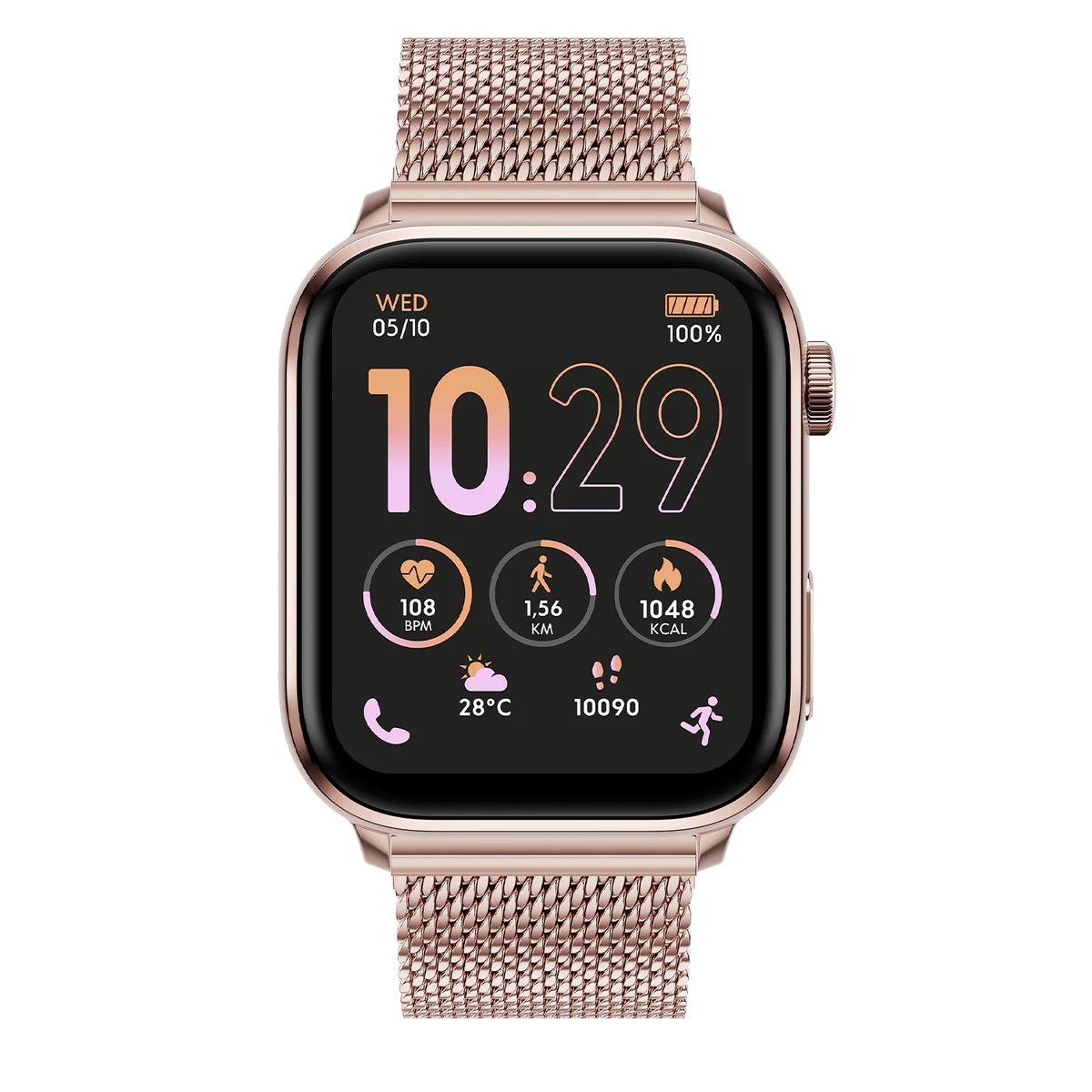 ICE smart 3.0 Rectangular 1.78 Amoled GPS Rose Gold Milanese Strap Watch