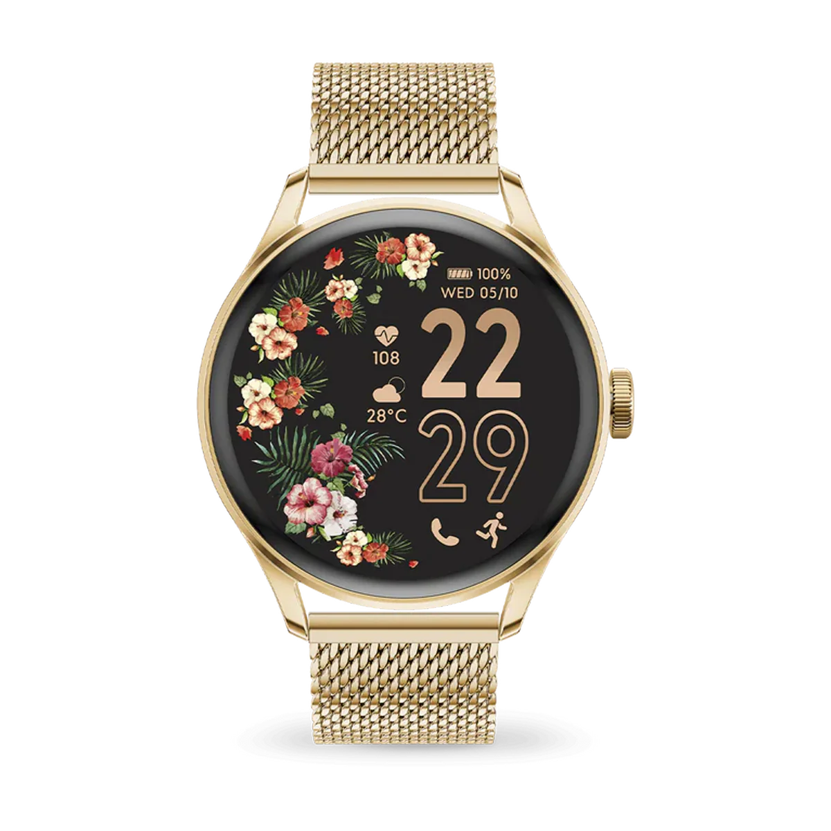 ICE smart 2.0 Round 1.2 Amoled Screen Gold Milanese Strap Watch