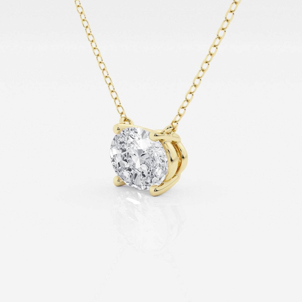 14CT White /Yellow Oval Lab Grown Diamond Solitaire Pendant