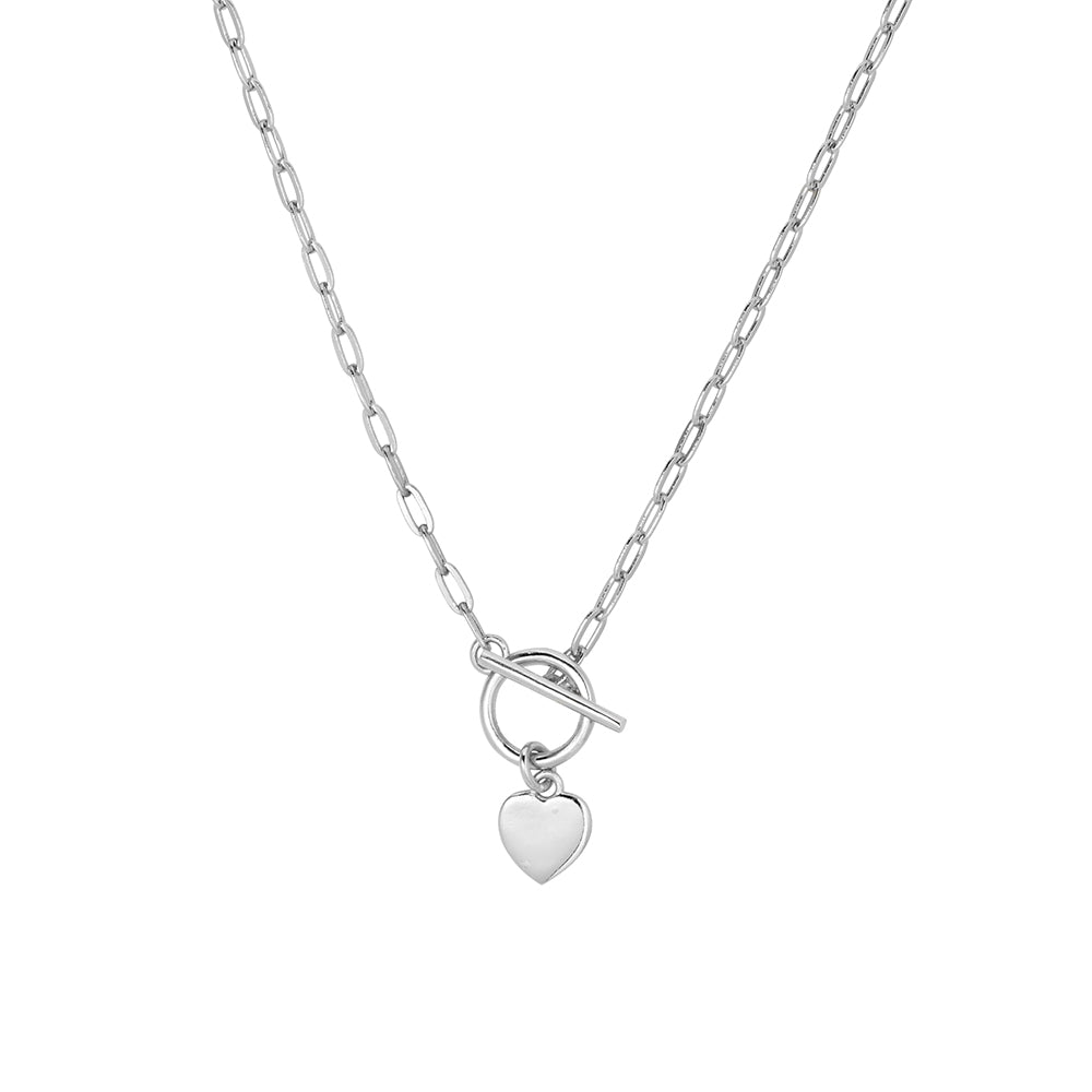 Sterling silver fob chain necklace with heart pendant