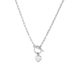 Sterling silver fob chain necklace with heart pendant