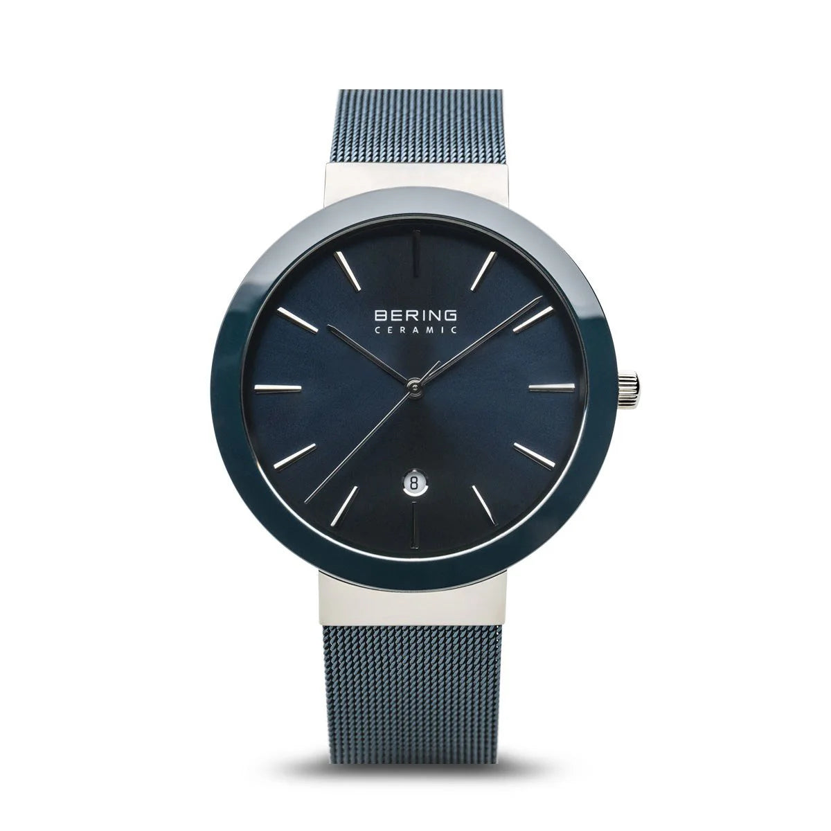 BERING Ceramic Polished Silver Navy Blue