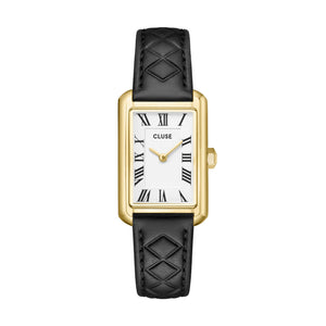 CLUSE Belisenna Gold/Black Quilted Leather Watch