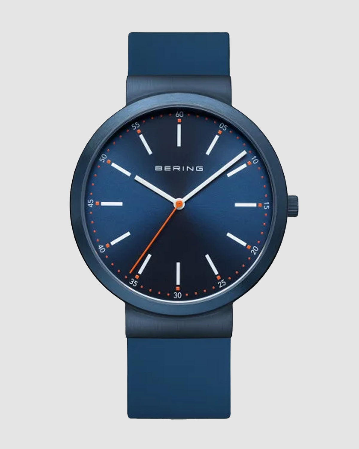 Bering Gents 41mm Blue Dial Blue Silicon Strap Watch