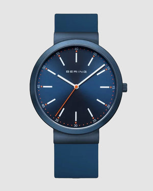 Bering Gents 41mm Blue Dial Blue Silicon Strap Watch