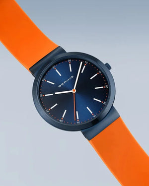 Bering Gents 41mm Blue Dial Blue Silicon Strap Watch