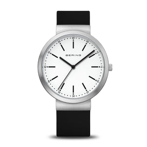 BERING Classic Polished Silver Silicone Strap