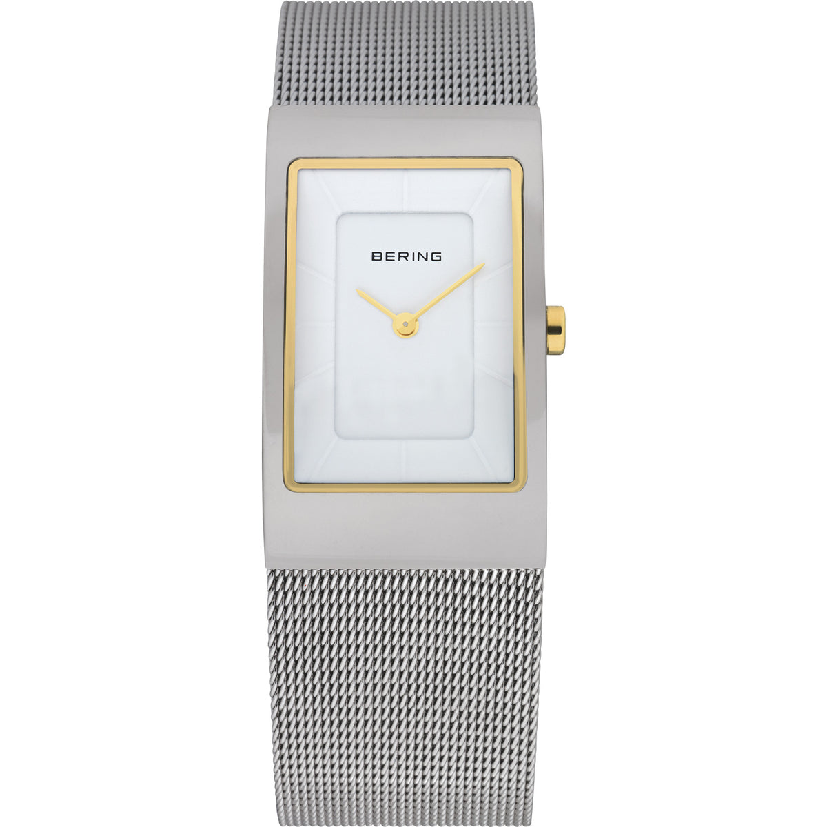 Bering Classic 38mm Polished White Dial Silver Stainless Steel Mesh Strap Watch