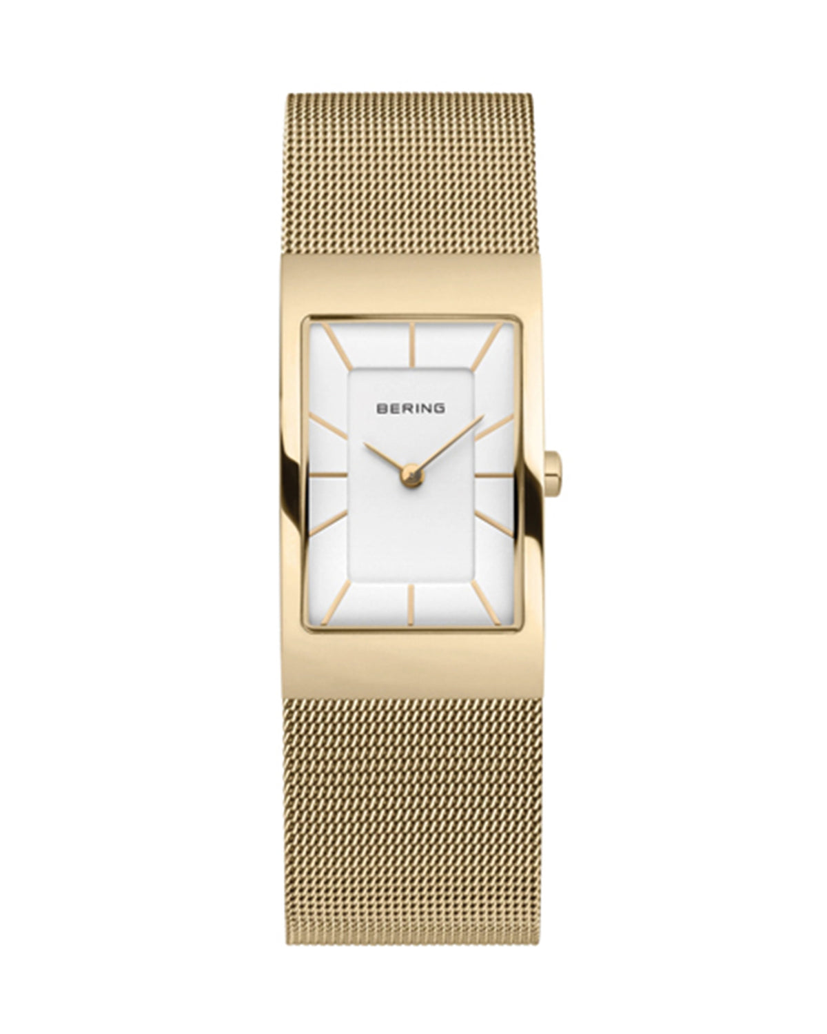 Bering Classic 38mm Polished Gold Gold Dial Stainless Steel Mesh Strap Watch